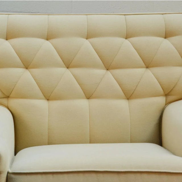 Large Cream Club Chairs Attributed to Paul McObb, 1950s, Set of 2 For Sale - Image 12 of 13