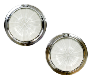 Art Deco Maritime Wall Lights in Chrome and Glass, 1930, Set of 2