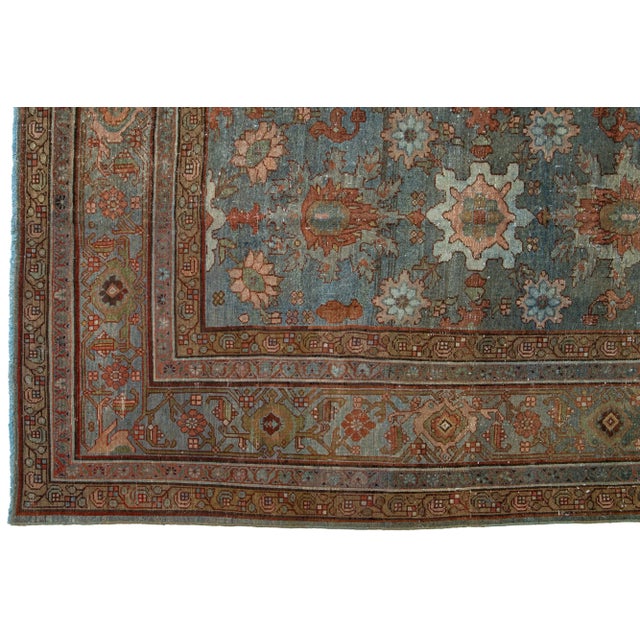 Blue Antique Persian Malayer Wool Rug Allover From the 1900s For Sale In New York - Image 6 of 9