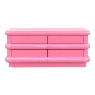 Postmodern Pink Lacquered Bullnose Dresser For Sale