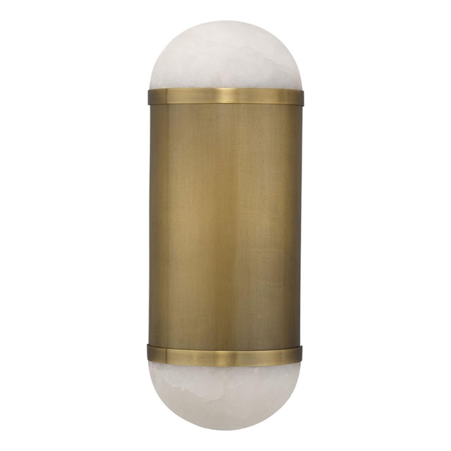 Jamie Young Remedy Wall Sconce in Alabaster and Antique Brass For Sale