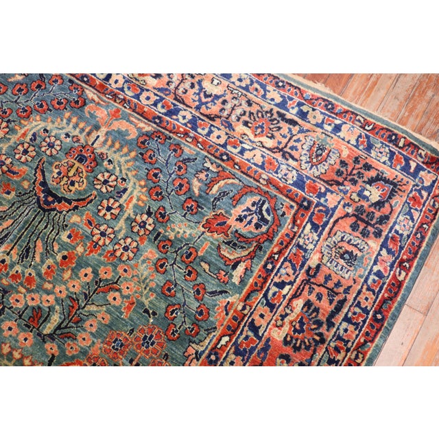 Persian Antique Zabihi Collection Sarouk Rich Emerald Green Rug For Sale - Image 3 of 11