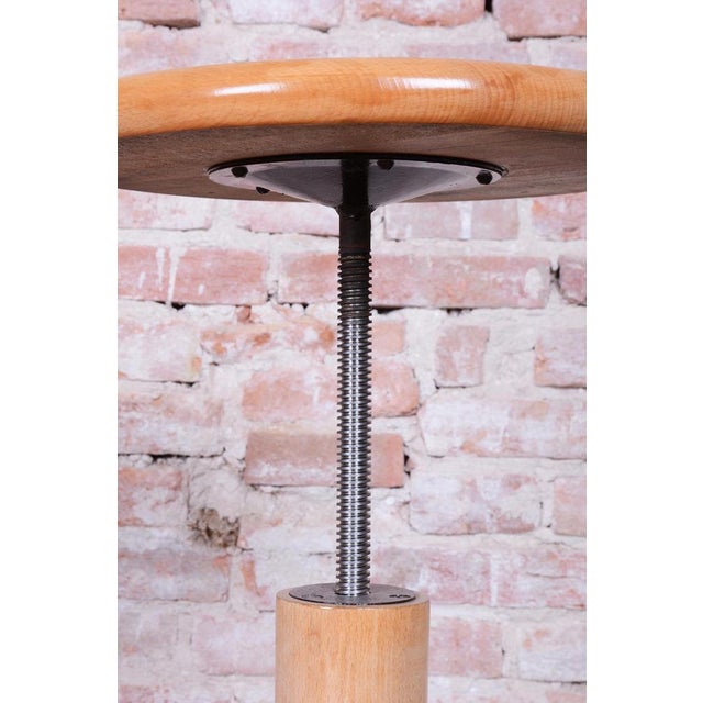 Tan Mid-Century Beech Piano Stool, Czech, 1940s For Sale - Image 8 of 12