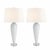 New in box pair of Global Views Teardrop Glass Table Lamps in white. These elegant lamps feature a sculptural ribbed glass...