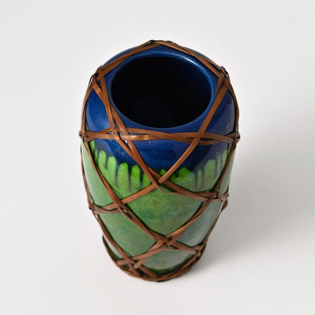 Ceramic Antique Japanese Awaji Ceramic Vase, 1900s For Sale - Image 7 of 14