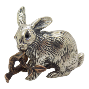 Vintage Italian Handmade Genuine Silver & Brass Rabbit Bunny Figurine Miniature