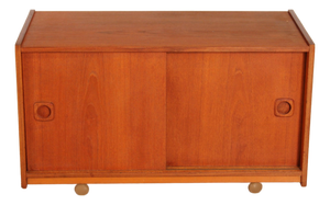 Mid-Century Teak Media Unit on Casters, 1960s