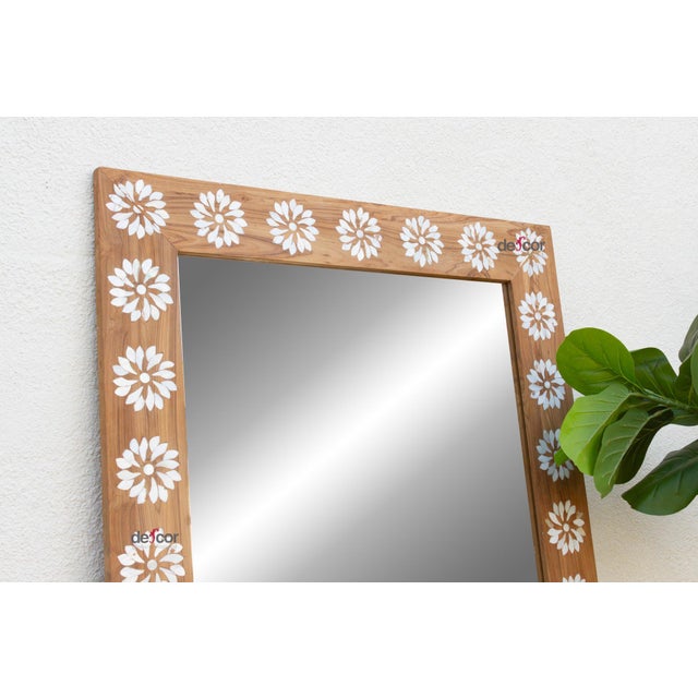 Floral Blossom Inlay Floor Mirror For Sale In Los Angeles - Image 6 of 11