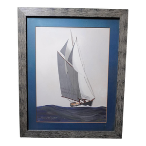 Leon Haffner Gouache Style, Vertical Sailboat Portrait