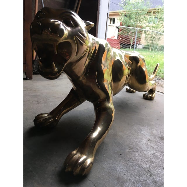 Large Scale Japanese Panther Sculpture in Brass For Sale - Image 4 of 12
