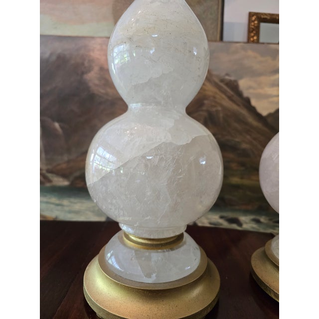 Transparent 1990s Post Mid Century Modern Pair Rock Crystal Lamps - a Pair For Sale - Image 8 of 9