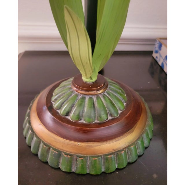 A wonderful fun whimsical tulip lamp in the style of Wildwood. The lamps features a green and yellow tulip with a painted...