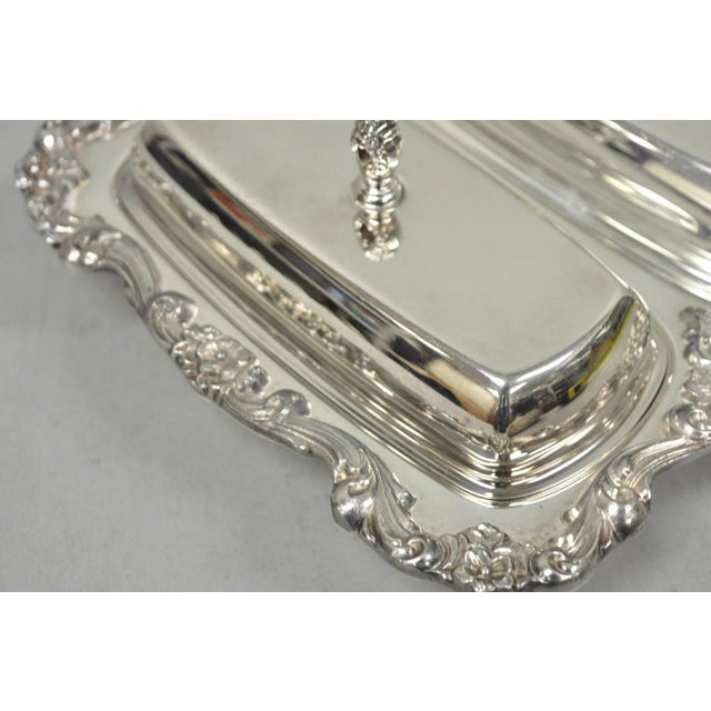 Vintage Poole Lancaster Rose Victorian Silver Plated Twin Double Butter Dish For Sale - Image 12 of 16