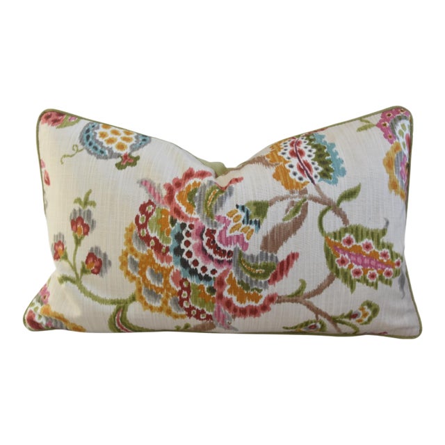 Beautiful Colorful Botanical Floral Linen Feather/Down Pillow For Sale