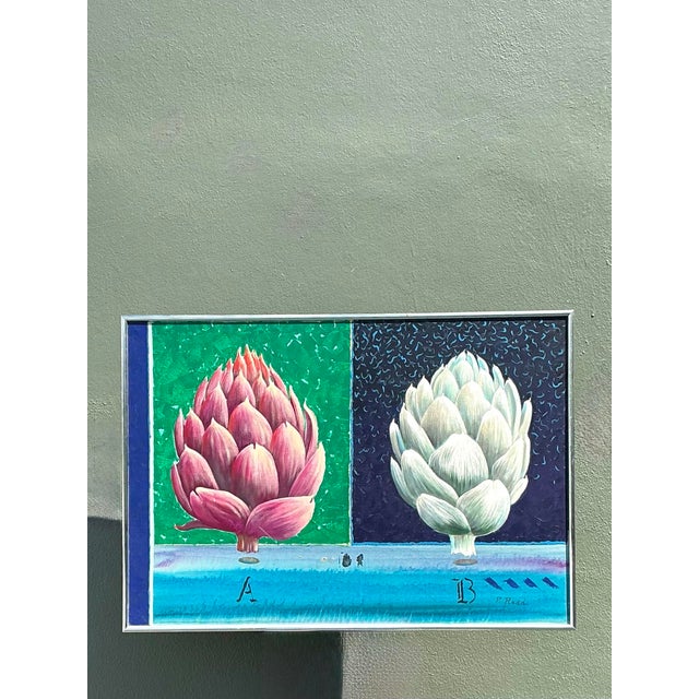 Vintage Original Peter Read Artichoke Painting For Sale - Image 12 of 12