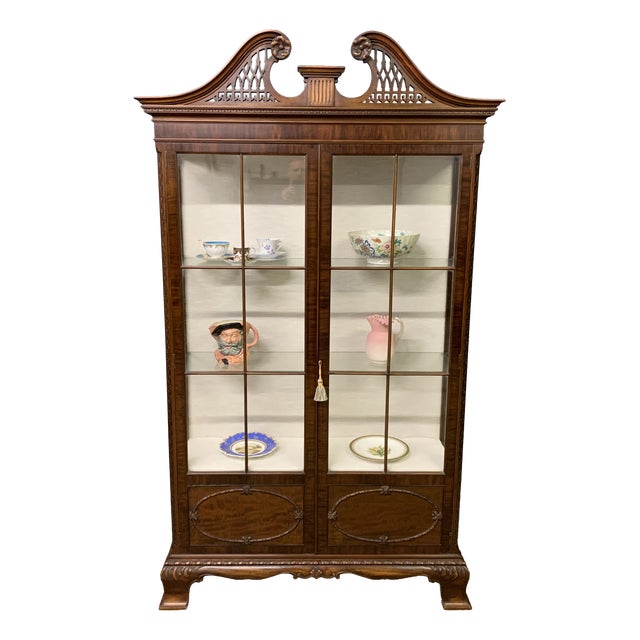 Chippendale Style Mahogany Display Cabinet, 1900s For Sale