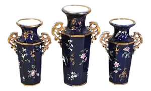Mason's Ironstone Mazarine Blue Vases - Set of 3