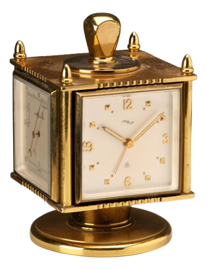 Table Clock in Gold-Plated Brass