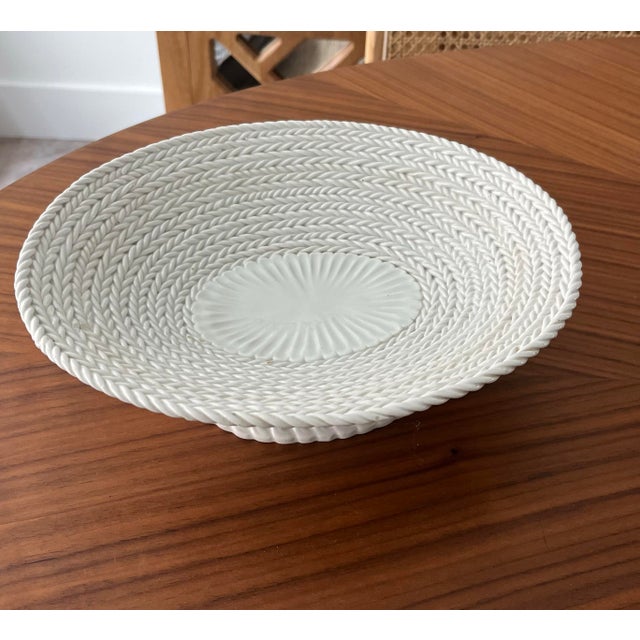 Mid 20th Century Mid 20th Century Italian Faience Woven Pedestal Bowl For Sale - Image 5 of 10