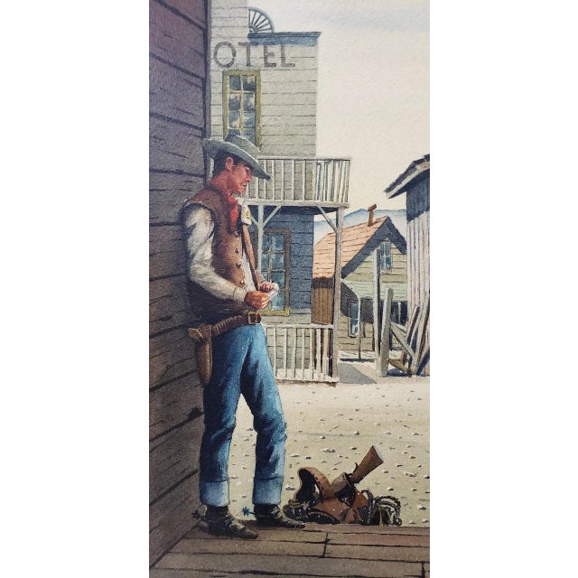 Paint Alfred Owles (1894-1978) "The Long Wait" Original Watercolor C.1970s For Sale - Image 7 of 11