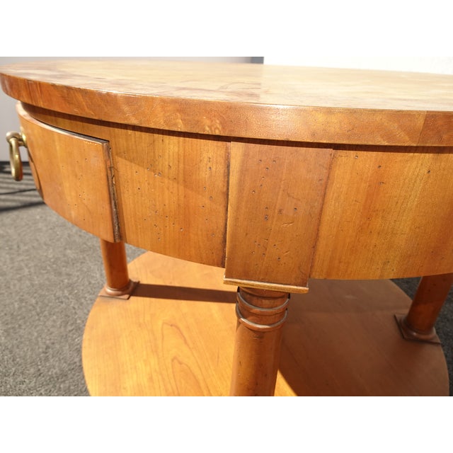 Brown Vintage Neoclassical Baker Side Table Stand W Round Sunburst Table Top & Drawer For Sale - Image 8 of 12