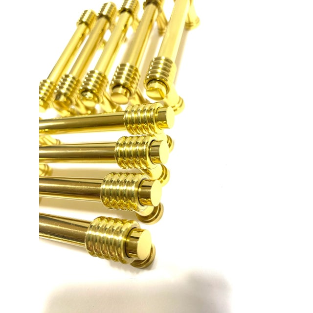 Metal 1980s Solid Brass Cabinet Pulls - Vintage Mid Century Drawer Handles - Hardware Set of 10 For Sale - Image 7 of 10