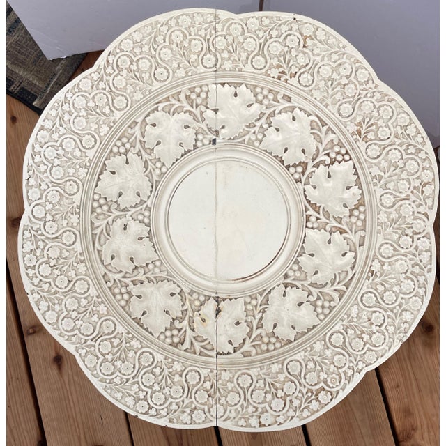 English 1900s Carved Off-White Anglo-Indian Folding Octagonal Side Table - For Sale - Image 3 of 13