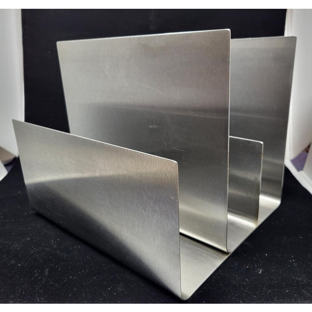 Space Age Brushed Aluminum Magazine Rack, France, 1970s For Sale - Image 10 of 10