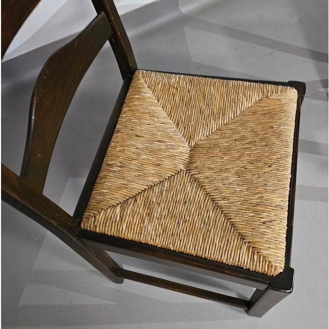 Wood Rustic Farmhouse Ladderback Dining Chairs in Oak with Rush Seats, Set of 2 For Sale - Image 7 of 18