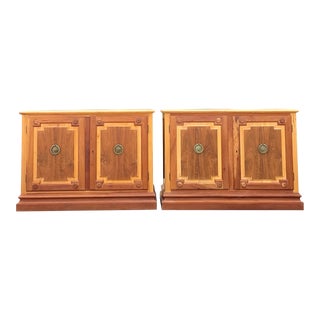 Late 20th Century Vintage Baker Notched Wood Sideboards - a Pair For Sale