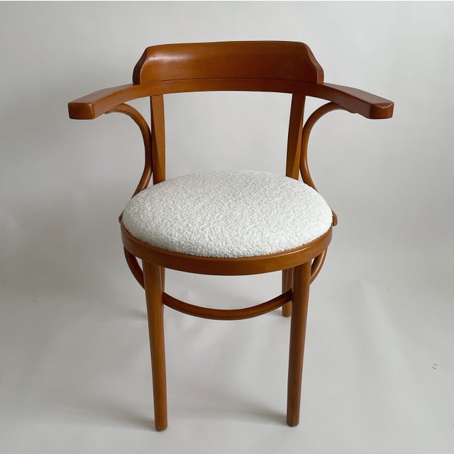 Antique Romanian Bentwood Accent Chair with Cream Boucle Seat For Sale - Image 6 of 7