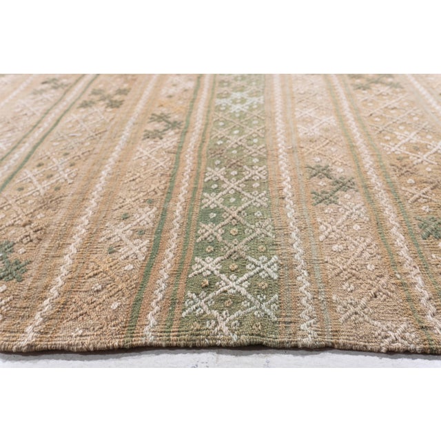 Vintage Circa 1940 Tan Turkish Kilim Flatweave Rug 7ft 2in X 9ft For Sale - Image 4 of 14