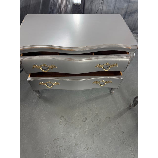 Wood Vintage Pair Bombay Chests Gray Distressed For Sale - Image 7 of 11