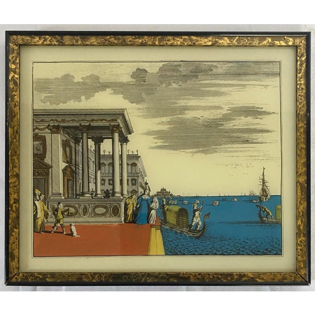 Italian Hand-Colored Engraving of the Grand Canal, Venice, in the Manner of Giuseppe Vasi, Framed For Sale - Image 4 of 4