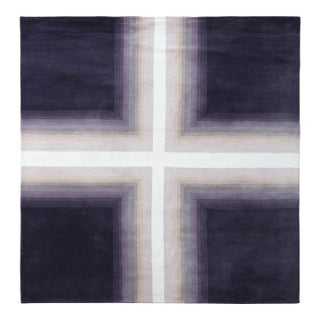 Mid-Century Modern Deco Rug in Purple White Geometric Pattern by Rug & Kilim, 8x8 For Sale