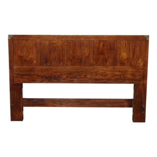 Vintage Henredon Brass Accent Mid Century Modern Queen Headboard For Sale