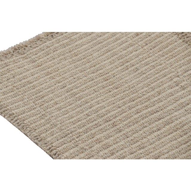 Rug & Kilim’s Contemporary Square Kilim With Textural Beige-Brown Stripes For Sale In New York - Image 6 of 7