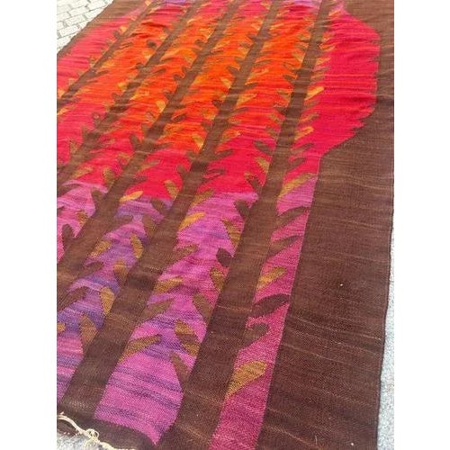 Brown Scandinavian Handwoven Rug, 1960s For Sale - Image 8 of 18
