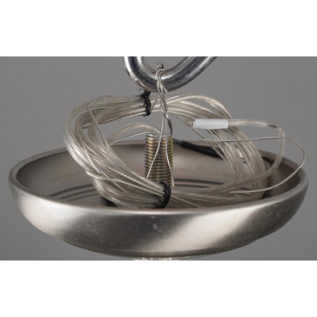 Mid 20th Century Victorian White Glass Nickel Chain Pendant Light For Sale - Image 10 of 11