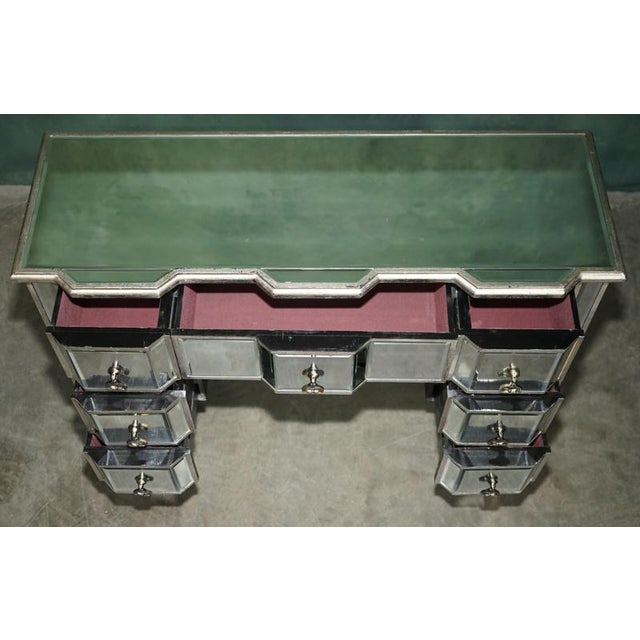 Gold Decorative Venitian Bevelled Glass Dressing Vanity Table Desk Drawers by Aeg, 2010 For Sale - Image 8 of 18