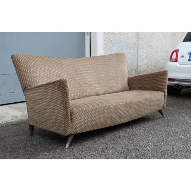 Italian Fabric Sofa with Oblique Cone Feet, 1950s For Sale - Image 12 of 18