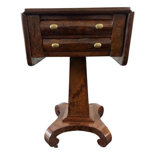 American Empire Mahogany Drop Leaf Side Table Neo Classic For Sale