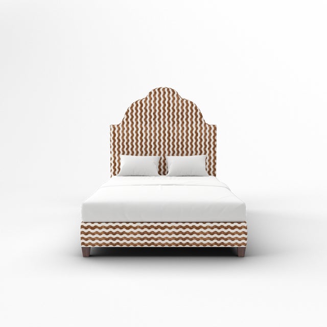 Elevate your bedroom with this luxurious upholstered bed, available exclusively on Chairish. Expertly crafted in the USA...