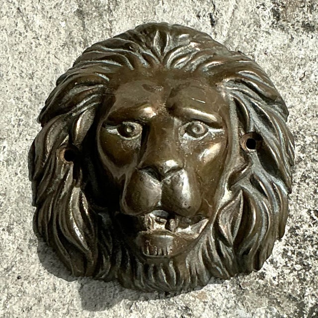 Vintage Boho Brass Lion Head For Sale - Image 4 of 6