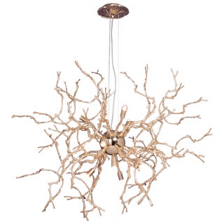 21st Century Sculptural Modern Handmade Pendant Led Lamp in Brass .Chandelier For Sale