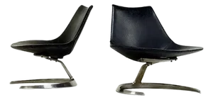 Pair of Rare Danish Scimitar Lounge Chairs