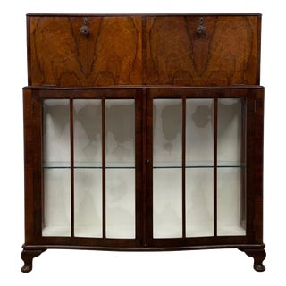 Antique 20th Century Figured Walnut Fitted Cabinet For Sale