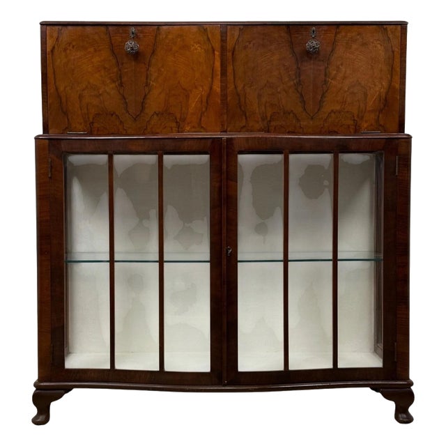 Antique 20th Century Figured Walnut Fitted Cabinet For Sale
