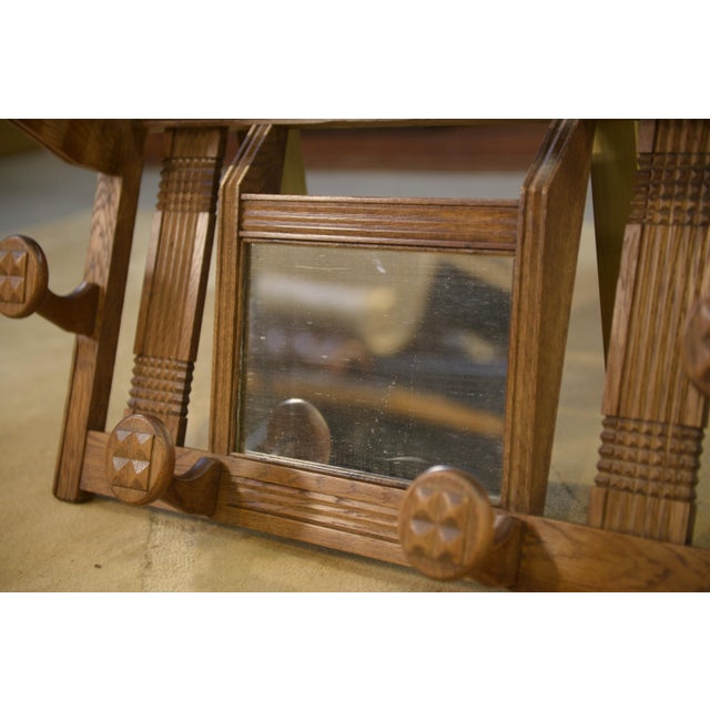 Vintage Brutalist Oak Coat Rack, 1950s, in Very Good conditions. Designed 1950 to 1959