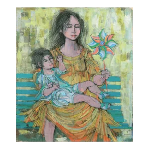 'Mother and Child With Rainbow Pinwheel' by Larry Cabaniss, Paris, Rome, New York, Art Institute of Chicago
